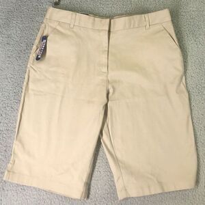 IZOD Shorts Girls Khaki Stretch Bermuda Long Size 18‎ Tan School Wear Youth NEW